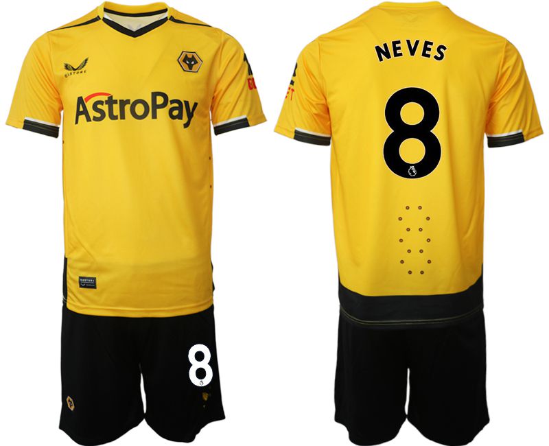 Men 2022-2023 Club Wolverhampton Wanderers home yellow 8 Soccer Jersey